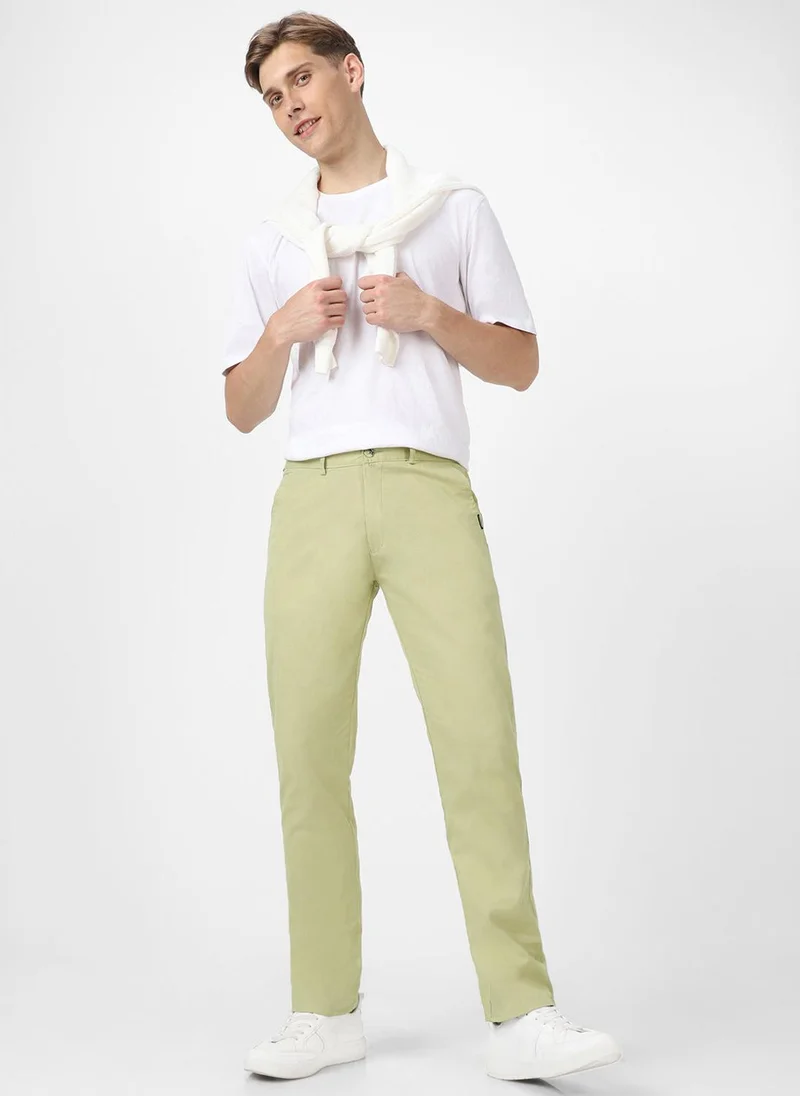 Urbano Fashion  Urbano Fashion Men's Green Cotton Slim Fit Casual Chinos Trousers for Men | Best Price UAE